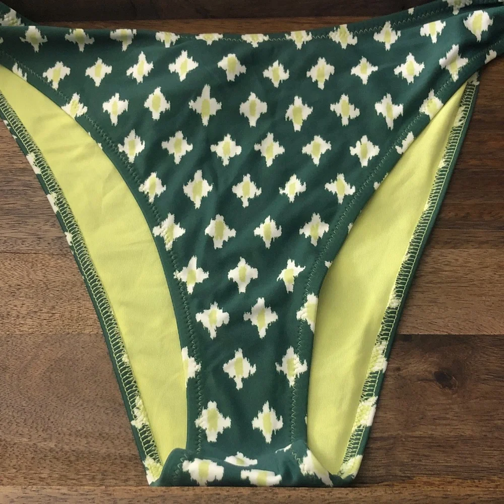 aerie Green & Yellow Patterned Bikini Bottoms